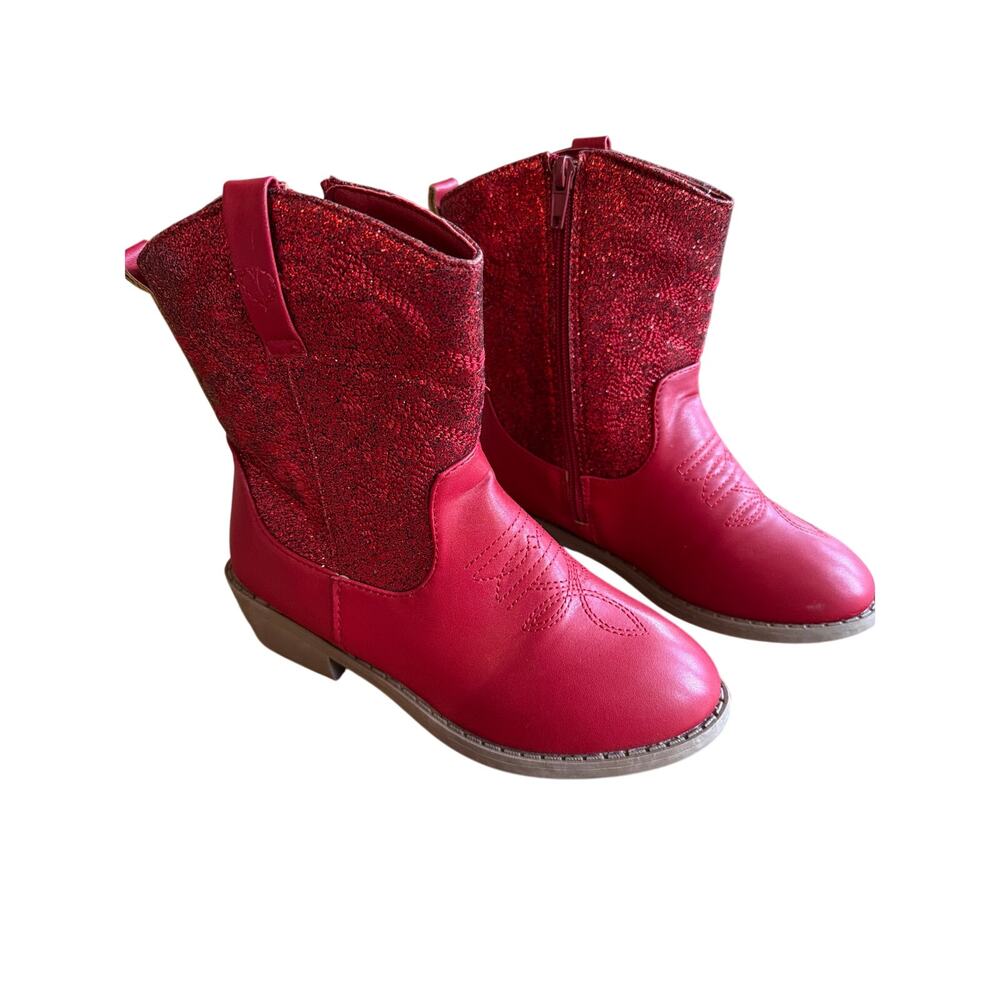 Girls size 2 PAWZ Red Sparkle Western Cowboy Boots NEW